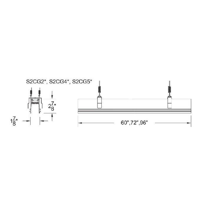 WAC S2CG405 Ventrix 5-ft Recessed Grid Channel Extension, 9/16 Tegular