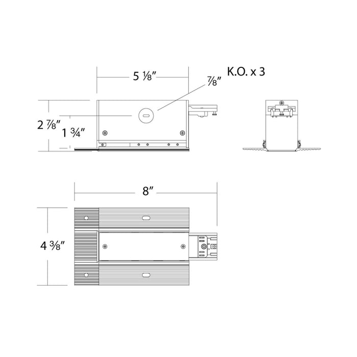 WAC S2CL-FEB Ventrix Recessed Trimless Feed End Junction Box