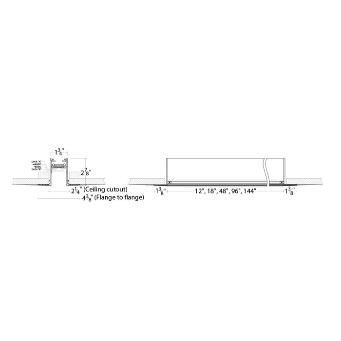 WAC S2CL01.5 Ventrix 1.5-ft Recessed Trimless Channel