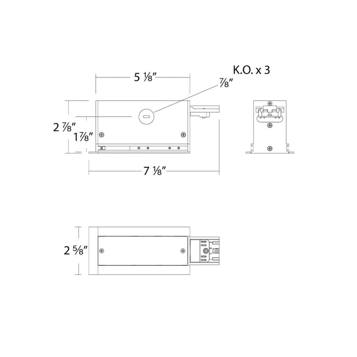 WAC S2CT-FEB Ventrix Recessed Trim Feed End Junction Box