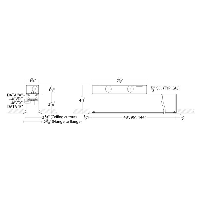 WAC S2CT12 Ventrix 12-ft Recessed Trim Channel with Feed