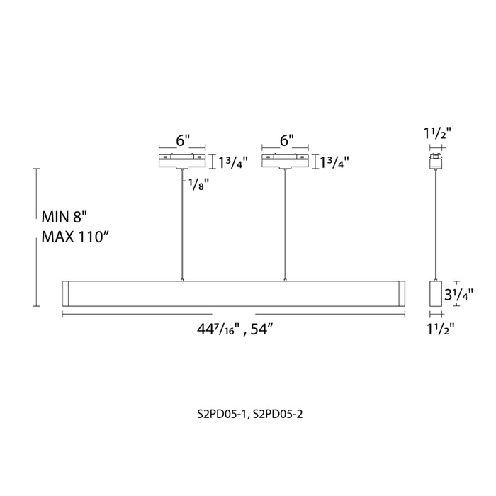 WAC S2PD05-1 44" Ventrix 18W Volo Pendant