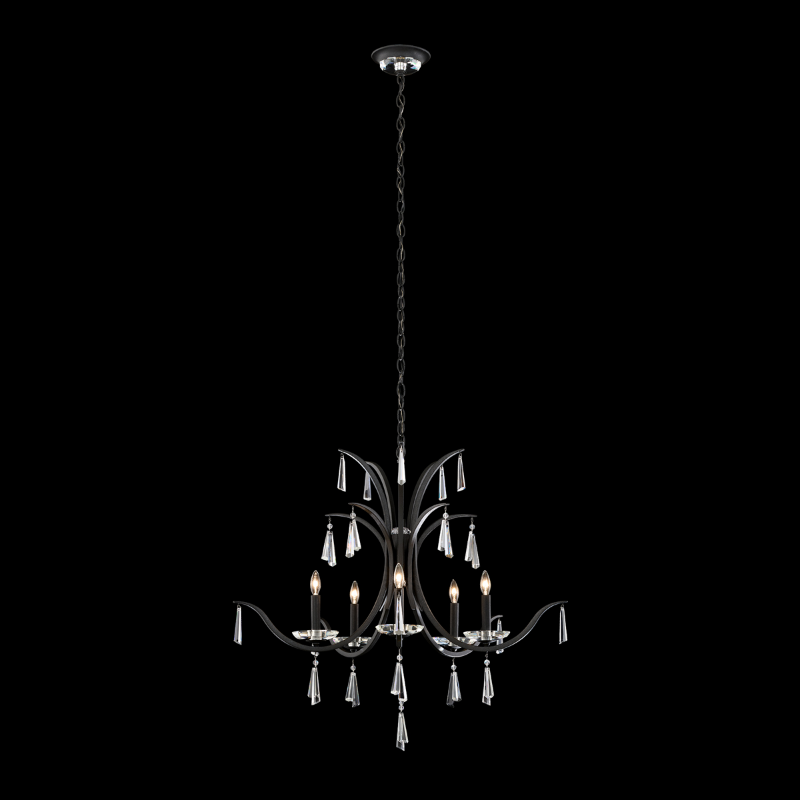 Schonbek S30505 Tinsley 5-lt 34" Chandelier - Ferro Black