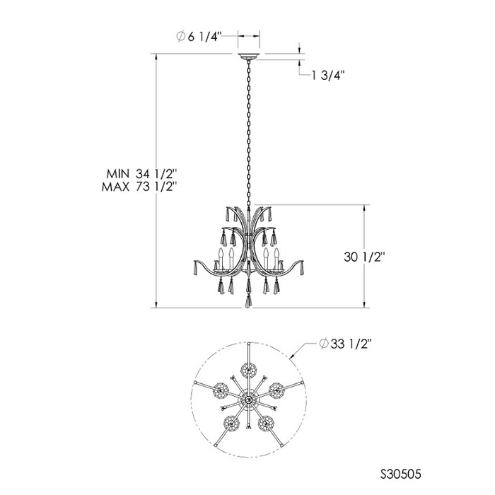 Schonbek S30505 Tinsley 5-lt 34" Chandelier