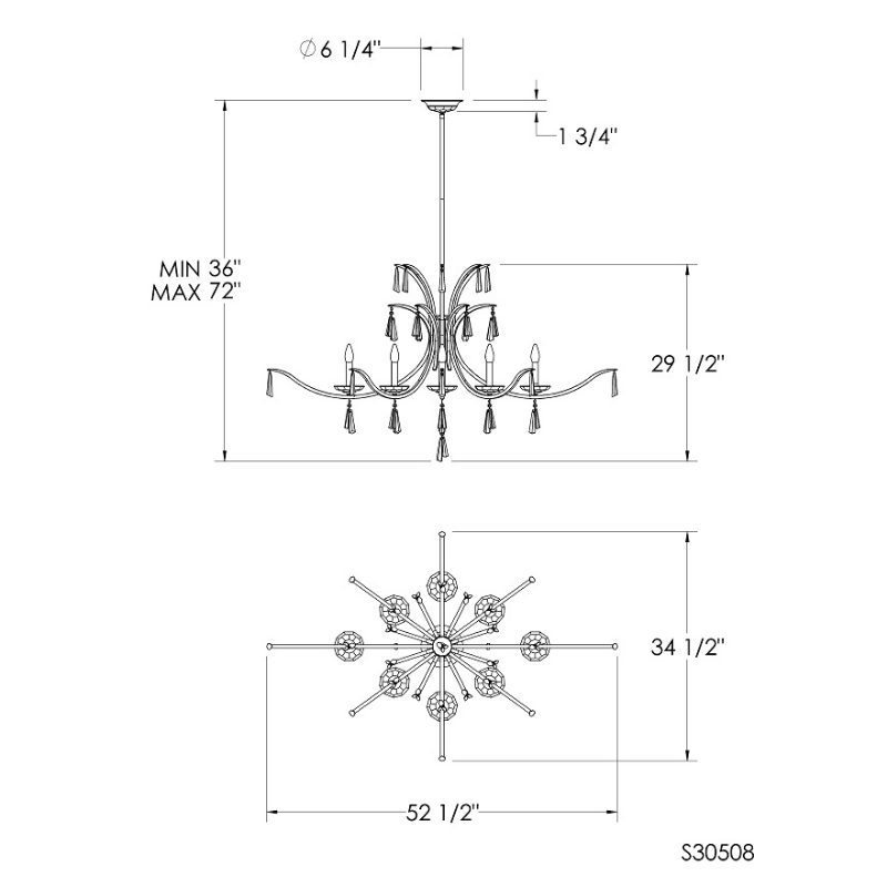 Schonbek S30508 Tinsley 8-lt 53" Chandelier