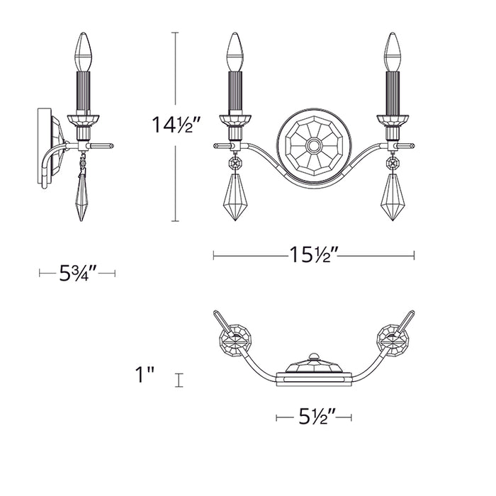 Schonbek S5602 Tempest 2-lt 16" Wall Sconce