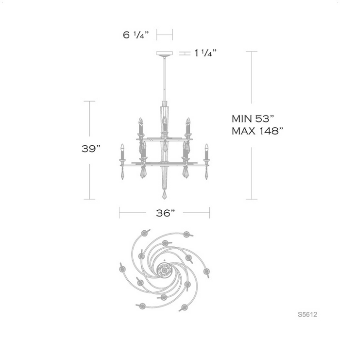 Schonbek S5612 Tempest 12-lt 36" Chandelier