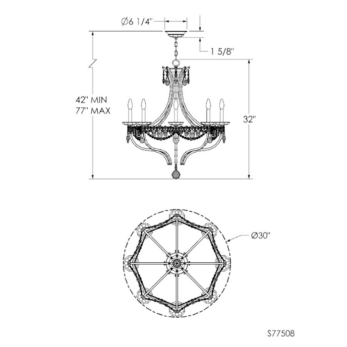Schonbek S77508 Adley 8-lt 30" Chandelier