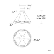 Schonbek S8734 Bijoux 6-lt 34" LED Pendant, CCT Selectable