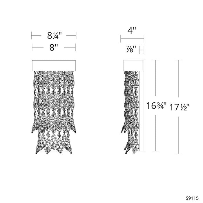 Schonbek S9115 Pavona 18" Tall LED Wall Sconce