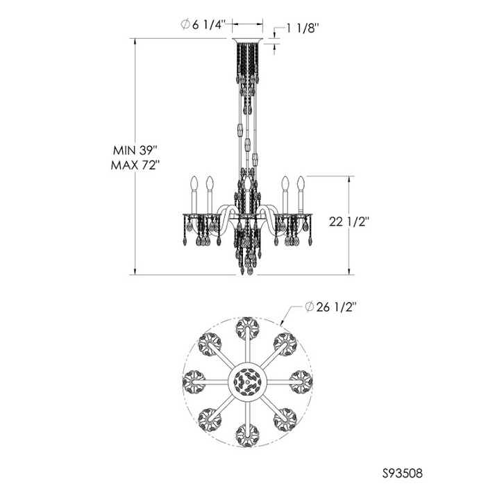 Schonbek S93508 Rainier 8-lt 26" Chandelier
