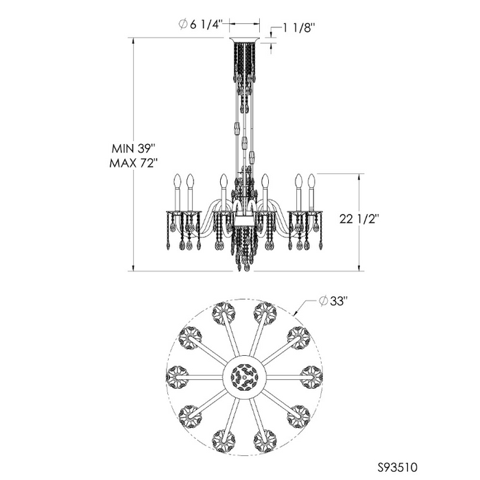 Schonbek S93510 Rainier 10-lt 33" Chandelier
