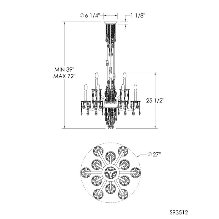Schonbek S93512 Rainier 12-lt 27" Chandelier