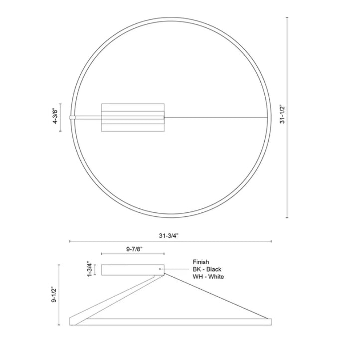 Kuzco SF27731-3WCCT-UNV Roda 1-lt 31" LED Flush Mount, CCT Selectable