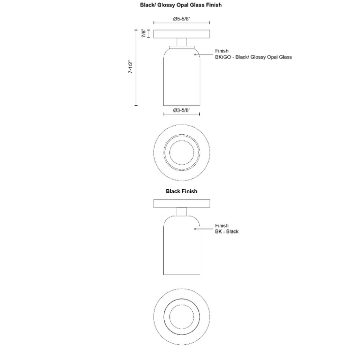 Kuzco SF57704 Nola 1-lt 4" Semi-Flush Mount