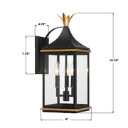 Crystorama SIM-801 Simpson 3-lt 20" Tall Outdoor Wall Sconce