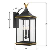 Crystorama SIM-803 Simpson 3-lt 25" Tall Outdoor Wall Sconce