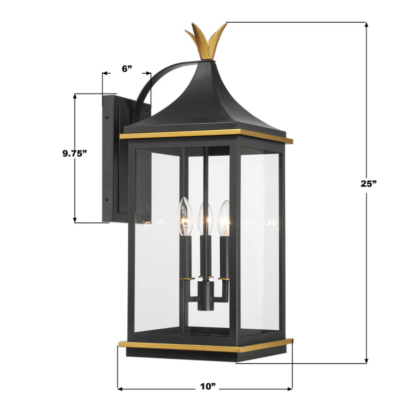 Crystorama SIM-803 Simpson 3-lt 25" Tall Outdoor Wall Sconce