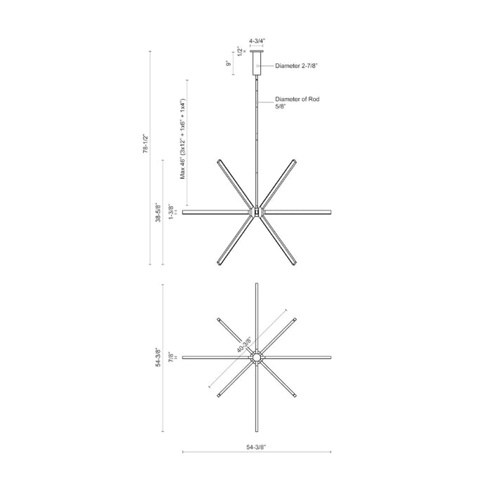 Kuzco CH14356 Sirius 54" LED Chandelier
