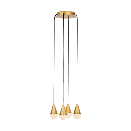 Visual Comfort SLCH513 Cupola Alabaster 4-lt 11" LED Chandelier - Hand Rubbed Antique Brass