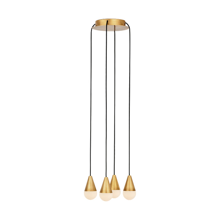 Visual Comfort SLCH513 Cupola Alabaster 4-lt 11" LED Chandelier - Hand Rubbed Antique Brass
