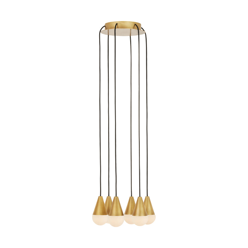 Visual Comfort SLCH514 Cupola Alabaster 6-lt 11" LED Chandelier - Hand Rubbed Antique Brass