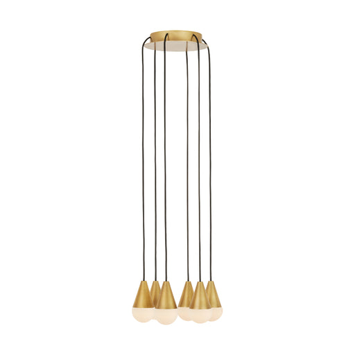 Visual Comfort SLCH514 Cupola Alabaster 6-lt 11" LED Chandelier - Hand Rubbed Antique Brass