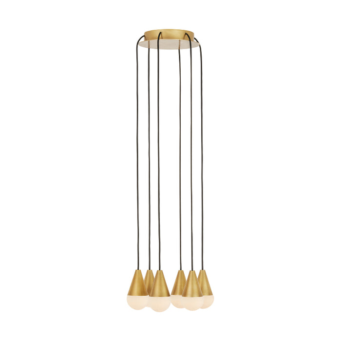 Visual Comfort SLCH514 Cupola Alabaster 6-lt 11" LED Chandelier - Hand Rubbed Antique Brass