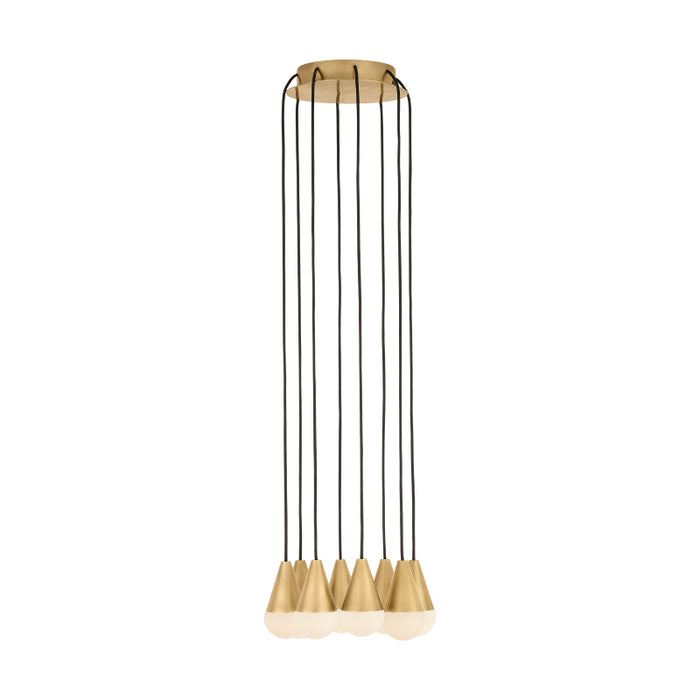 Visual Comfort SLCH515 Cupola Alabaster 8-lt 11" LED Chandelier - Hand Rubbed Antique Brass