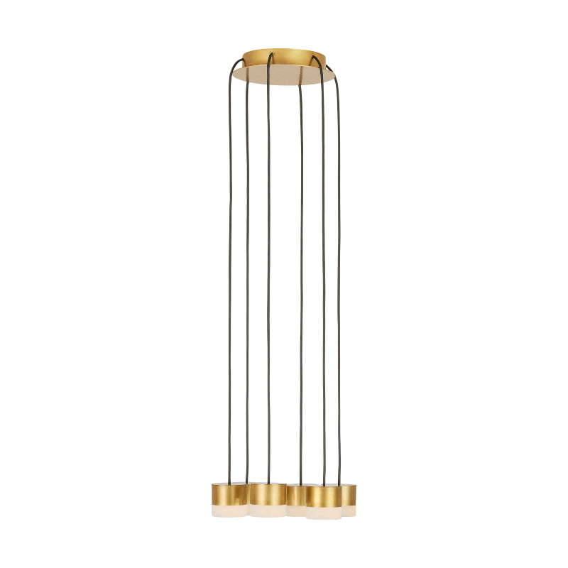 Visual Comfort SLCH521 Gable Alabaster 6-lt 10" LED Chandelier - Hand Rubbed Antique Brass