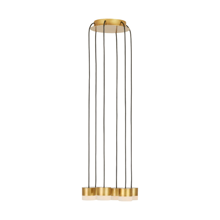 Visual Comfort SLCH521 Gable Alabaster 6-lt 10" LED Chandelier - Hand Rubbed Antique Brass