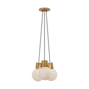 Visual Comfort SLCH542 Mina 3-lt 9" LED Chandelier - Hand Rubbed Antique Brass/White Cord