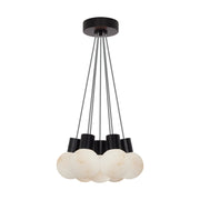 Visual Comfort SLCH543 Mina Alabaster 7-lt 14" LED Chandelier - Black/White Cord