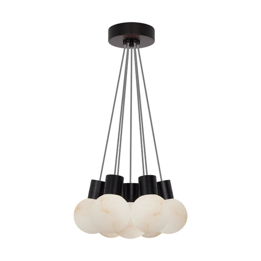 Visual Comfort SLCH543 Mina Alabaster 7-lt 14" LED Chandelier - Black/White Cord
