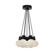 Visual Comfort SLCH543 Mina Alabaster 7-lt 14" LED Chandelier Black/Black Cord 3000K-2200K