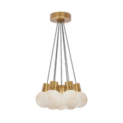 Visual Comfort SLCH543 Mina Alabaster 7-lt 14" LED Chandelier Brass/White Cord 3000K-2200K