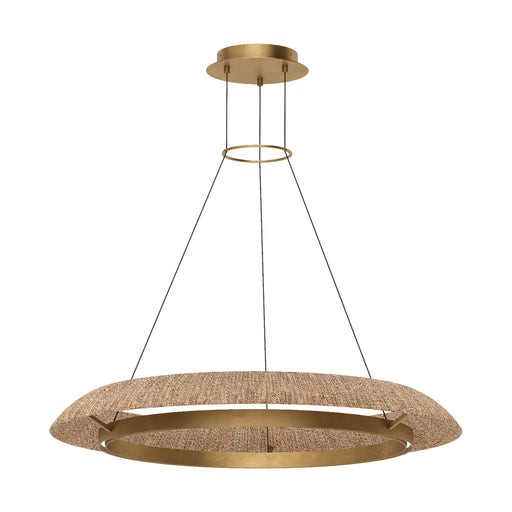 Visual Comfort SLCH558 Noa 39" LED Chandelier - Hand Rubbed Antique Brass/Natural