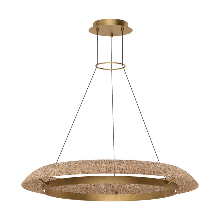 Visual Comfort SLCH558 Noa 39" LED Chandelier - Hand Rubbed Antique Brass/Natural
