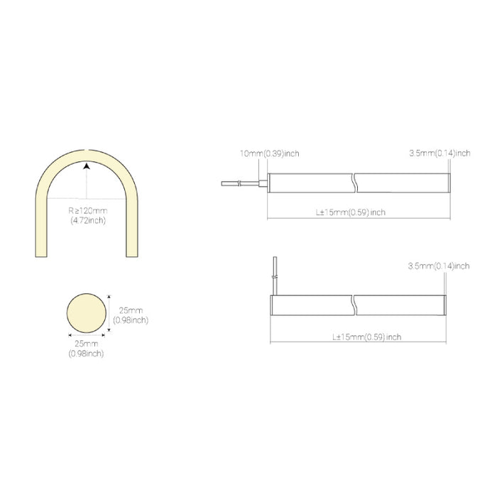 Core SLQ-25 SLINQ 4.4W/ft IP65 24V Flexible 360º Round Neon LED Strip, Surface Pendant