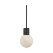 Visual Comfort SLPD541 Mina Alabaster 1-lt 5" LED Pendant - Black/Black Cord 3000K-2200K