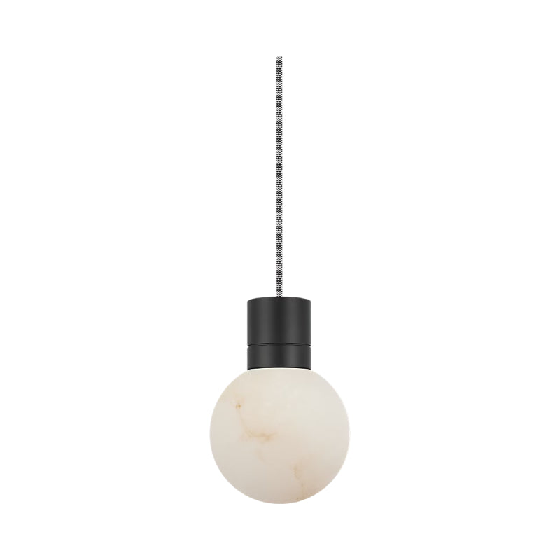 Visual Comfort SLPD541 Mina Alabaster 1-lt 5" LED Pendant - Black/White Cord 3000K-2200K