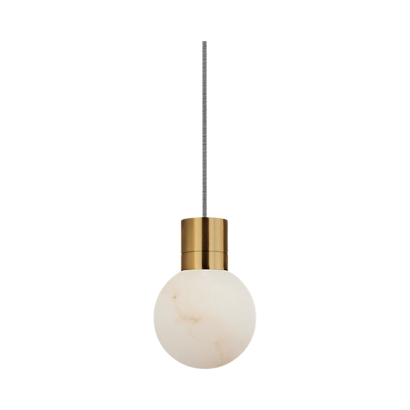 Visual Comfort SLPD541 Mina Alabaster 1-lt 5" LED Pendant Brass/White Cord 3000K-2200K