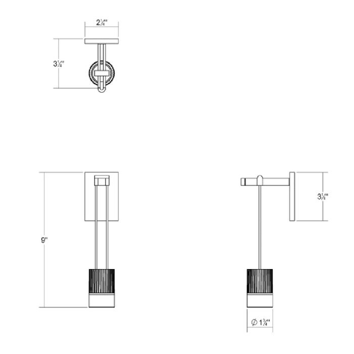 Sonneman SLS0220 Suspenders 9" Mini Single LED Wall Sconce - Suspended Cylinder / Glass Diffuser