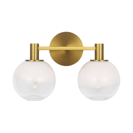 Visual Comfort SLV1002 Torian 2-lt 15" LED Vanity Light - Aged Iron - Burnished Brass