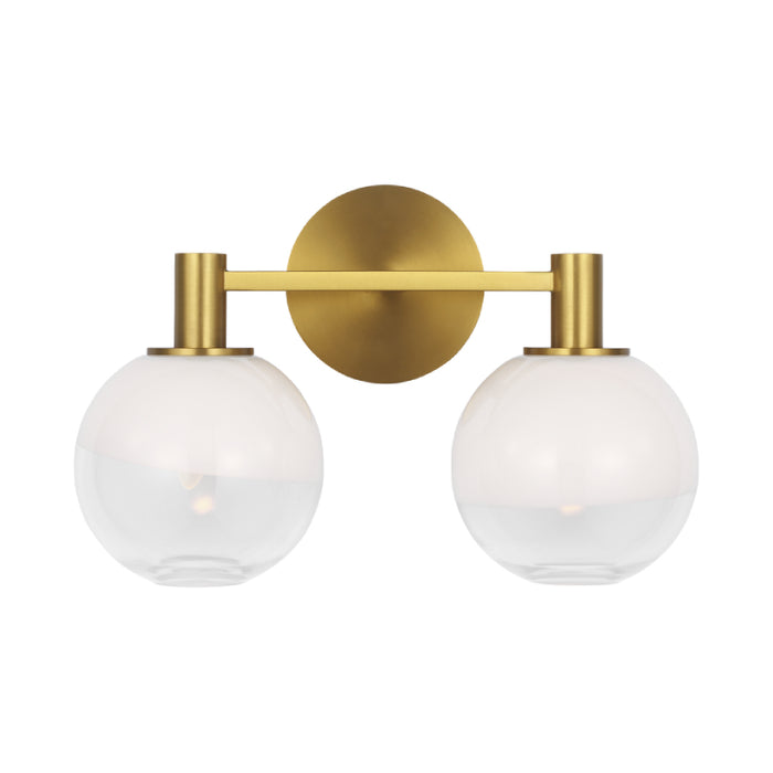 Visual Comfort SLV1002 Torian 2-lt 15" LED Vanity Light - Aged Iron - Burnished Brass