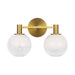 Visual Comfort SLV1002 Torian 2-lt 15" LED Vanity Light - Aged Iron - Burnished Brass