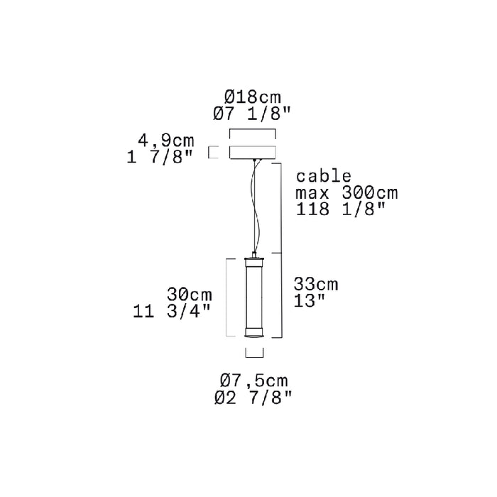 Leucos Stacking 30 1-lt 3" LED Naked Vertical Pendant