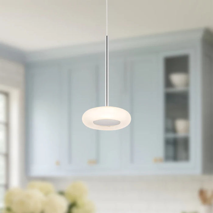 Kuzco PD97204 Stephord 1-lt 4" LED Pendant - Chrome/Frosted Glass