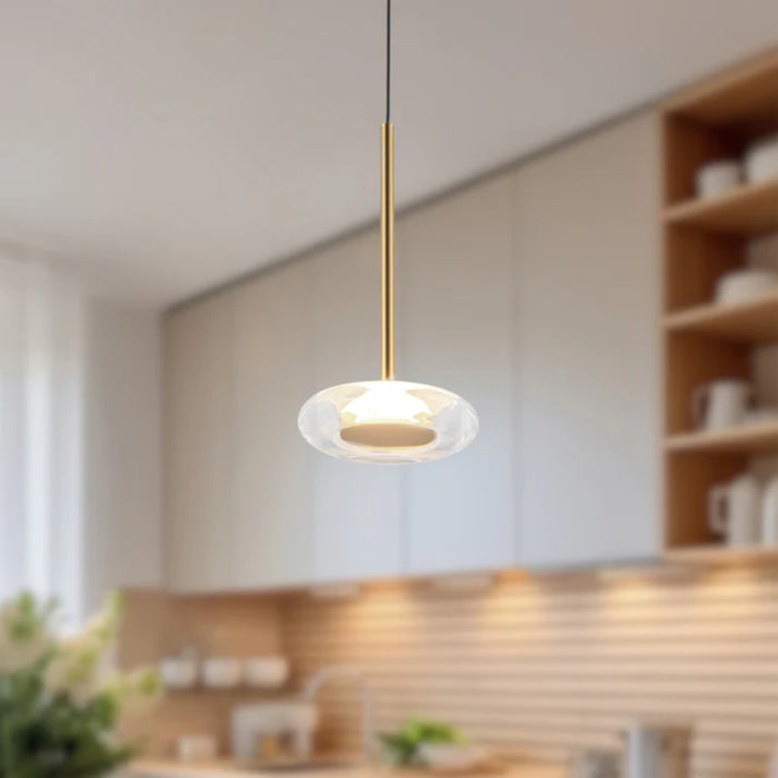 Kuzco PD97204 Stephord 1-lt 4" LED Pendant - Metailic Brass/Clear