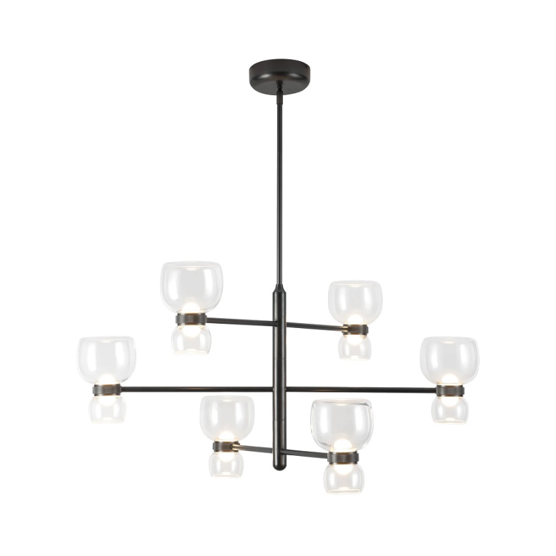 Alora CH310336 Sutton 6-lt 36" LED Chandelier - Urban Bronze/Clear Glass